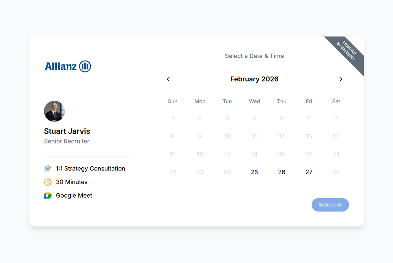 Screenshot: Fake Calendly booking page