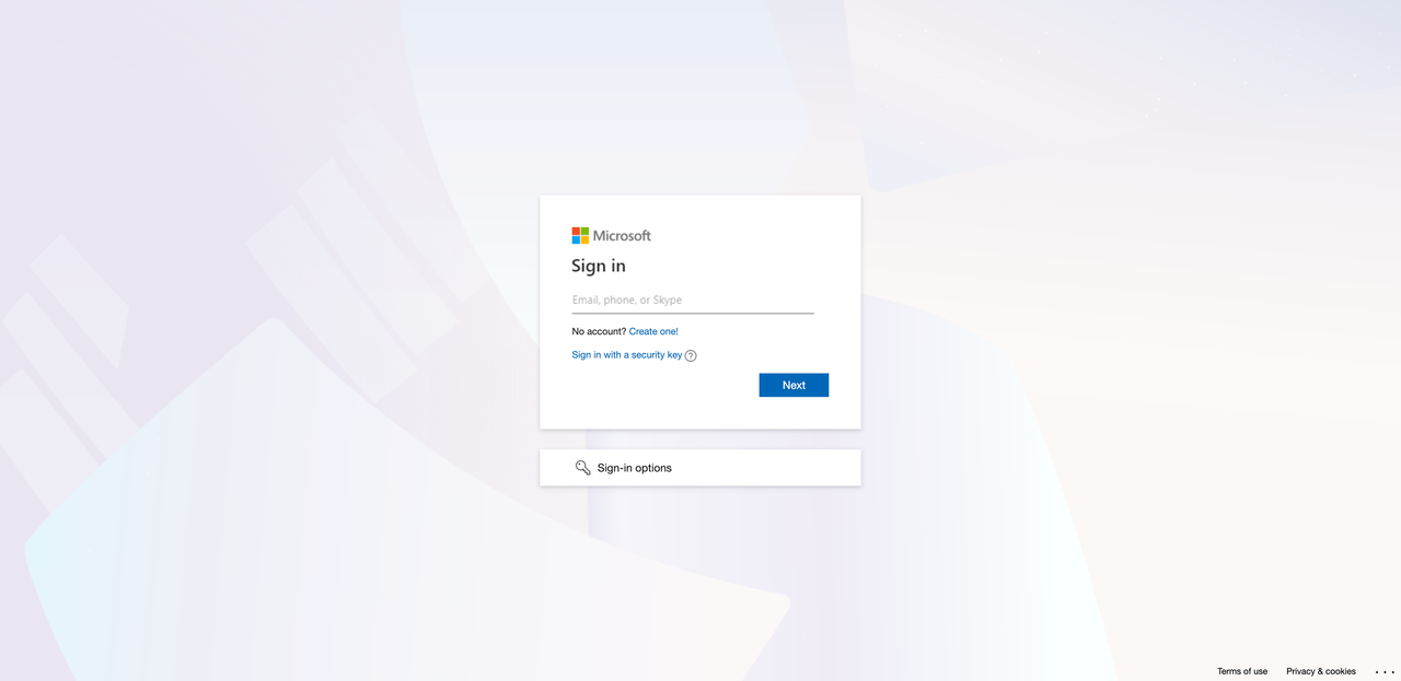 Screenshot: Fake Microsoft login flow