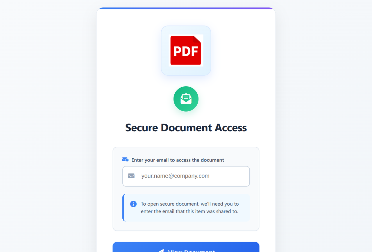 Screenshot: S3-hosted document access lure page